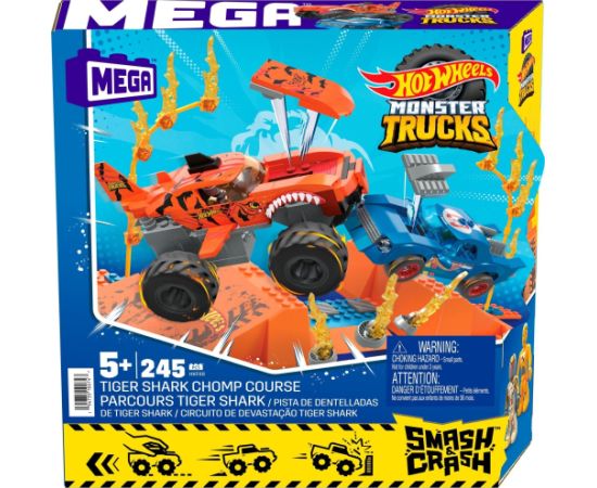 Mattel Mega Hot Wheels Monster Trucks Tiger Shark Kaskaderski skok HKF88