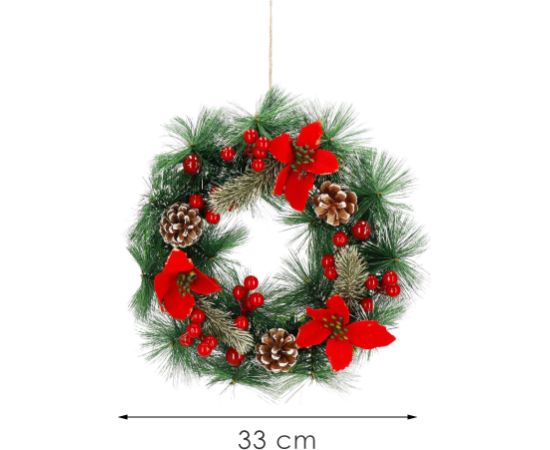 Ziemassvētku vainags durvju dekorācija Springos CA1317 33 cm