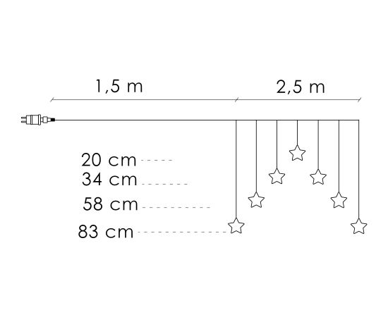 Световая занавеска Springos CL4139, 70 LED, звёздочки, тёплый белый