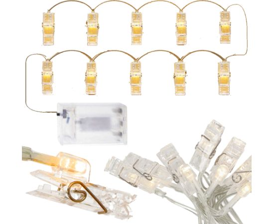 LED klipši fotogrāfijām Springos CL4131, 10 LED, silti balta