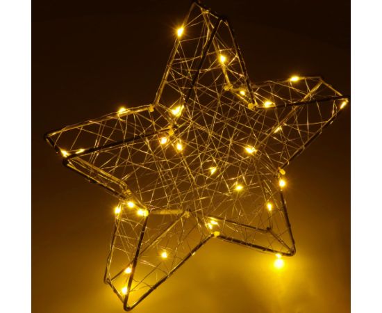 Ziemassvētku dekors Springos CL4128, 30 LED, vitrāžas zvaigzne, silti balta gaisma