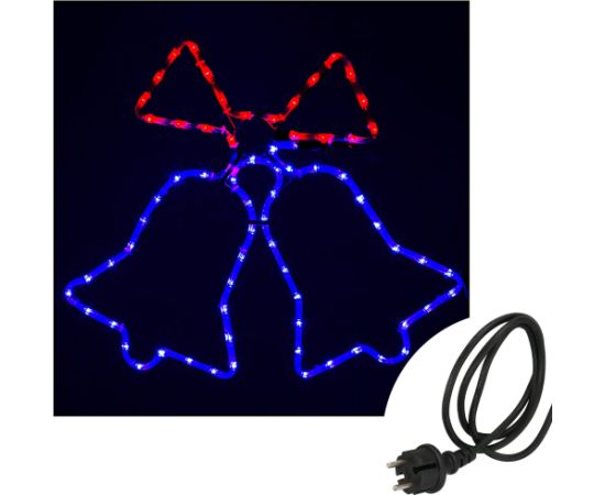 Ziemassvētku dekorācija Springos CL4049 72 LED eglītes lampiņas zvaniņi, zils-sarkans