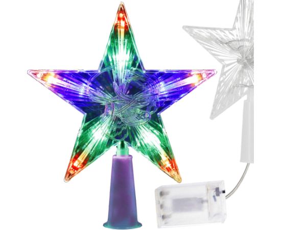 Ziemassvētku eglītes virsotnes zvaigzne Springos CL4129 10 LED, daudzkrāsaina
