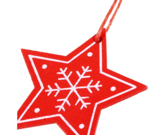 Рождественские подвески деревянные звезды Springos CA0649 набор из 3 штук 4,5 см