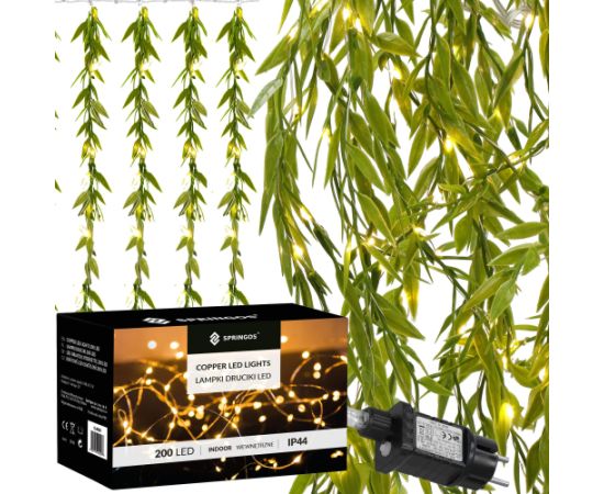 LED гирлянда с искусственными листьями рускуса, световая декорация Springos CL4125