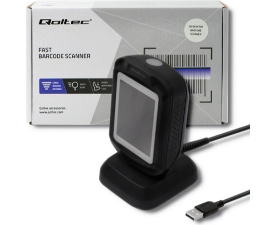 Qoltec 50864 Desktop QR & Barcode Scanner | USB