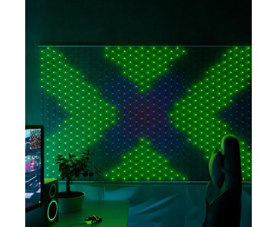Twinkly Matrix - 500 RGB LED Pearl-shaped lights, clear wire, 1.7x7.8ft F-plug type