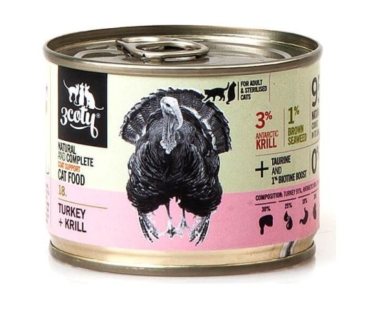 3Coty TURKEY/KRILL Coat Support for Sterilised 180g