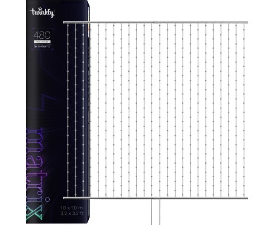 Twinkly Matrix - 480 RGB LED Pearl-shaped lights, clear wire, 3.3x3.3ft F-plug type