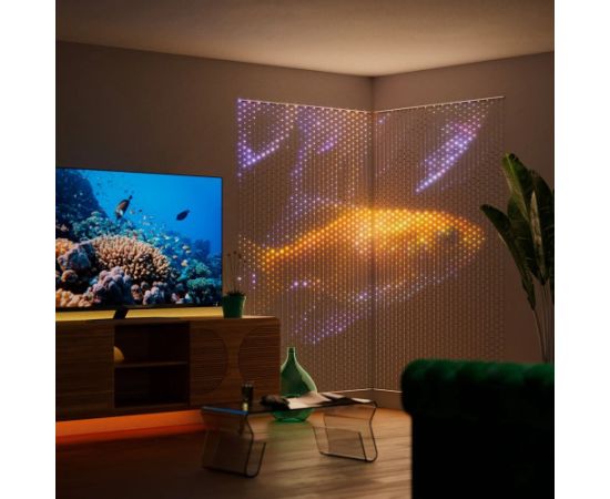 Twinkly Matrix - 480 RGB LED Pearl-shaped lights, clear wire, 3.3x3.3ft F-plug type