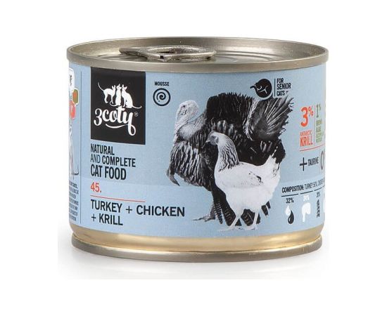 3Coty TURKEY + CHICKEN/KRILL for Senior Cats 180g