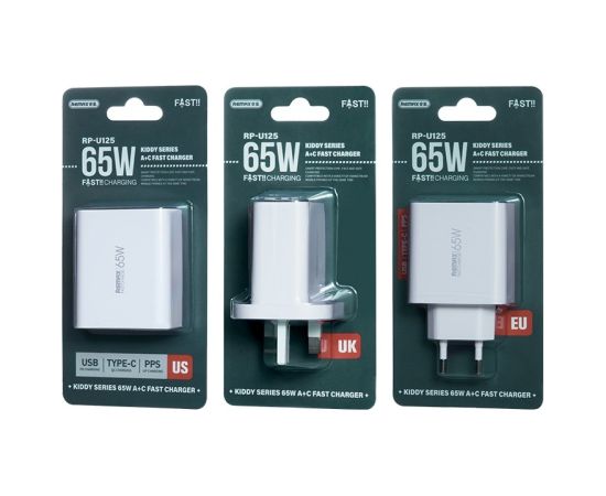 Charger Remax RP-U125 65W GaN USB-C/USB-A white