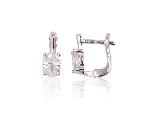 Серебряные серьги на английском замке #2202947(PRh-Gr)_CZ, Серебро 925°, родий (покрытие), Цирконы, 1.7 гр.