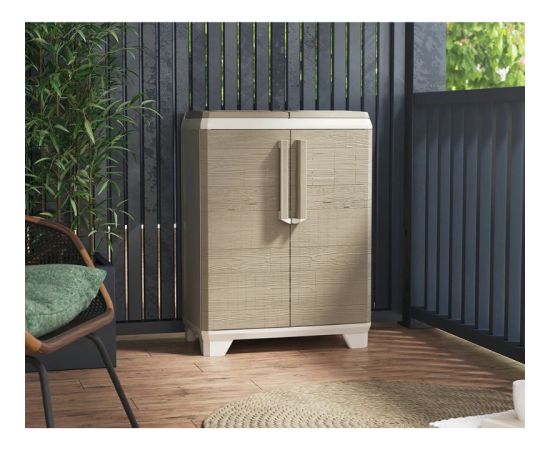Keter Система сортировки отходов Split Premium Wood 110 л Система переработки отходов 68x39x92 см светло-бежевый/светло-серый