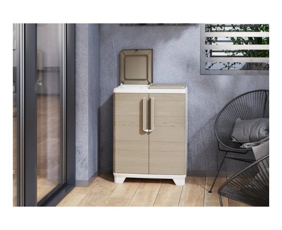 Keter Система сортировки отходов Split Premium Wood 110 л Система переработки отходов 68x39x92 см светло-бежевый/светло-серый