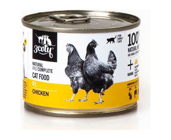 3Coty CHICKEN with hearts for Adult cats 180g