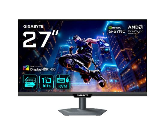 GIGABYTE M27UP 27” 4K UHD Gaming Monitor - Dual Mode (4K 160Hz or FHD 320Hz), 3840 x 2160, 1ms, 350 cd/m², FreeSync Premium Pro, DisplayHDR400, HDMI 2.1, Displayport 1.4