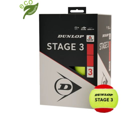 Tennis balls DUNLOP STAGE 3 RED 12-polybag ITF