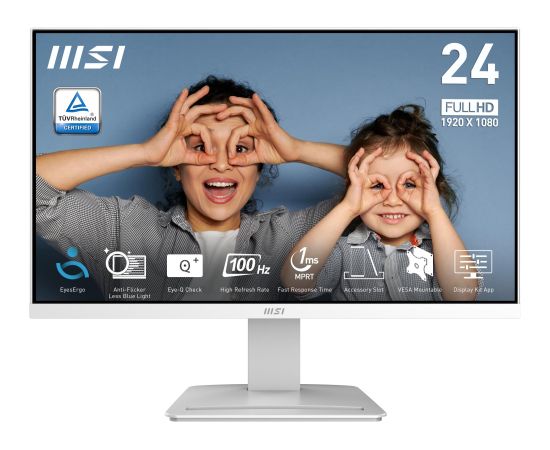 LCD Monitor MSI PRO MP2412W 23.8" Business Panel VA 1920x1080 16:9 100 Hz 1 ms Colour White PROMP2412W