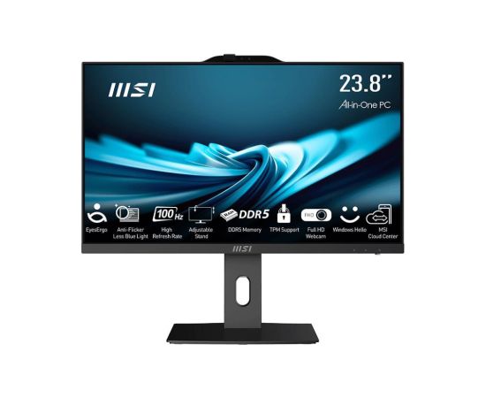 Monoblock PC MSI PRO AP241P 14M Business All in One CPU Core i5 i5-14400 2500 MHz Screen 23.8" RAM 16GB DDR5 5600 MHz SSD 500GB Graphics card Intel UHD Graphics Integrated Windows 11 Pro Colour Black PROAP242P14M-1019EU