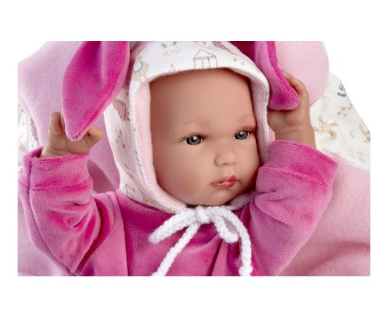 Llorens Lelle zīdainis Bimba meitene ar sedziņu un mānekli (vinila ķermenis) 35 cm Spānija LL63506