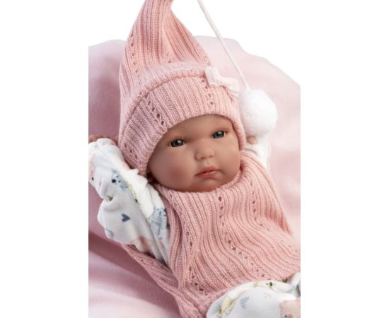 Llorens Lelle zīdainis Bimba meitene ar sedziņu un mānekli (vinila ķermenis) 35 cm Spānija LL63504