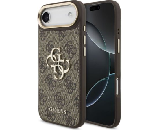Guess Apple  iPhone Air PU Leather 4G Metal Logo Gold Frame Case Brown
