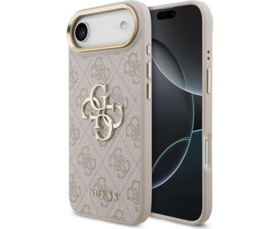 Guess Apple  iPhone Air PU Leather 4G Metal Logo Gold Frame Case Pink