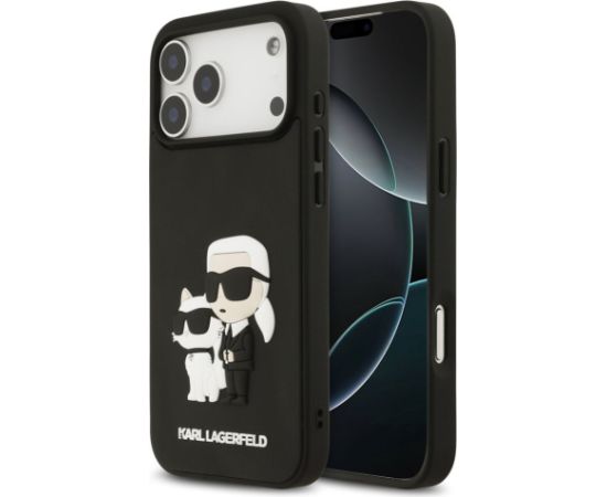 Karl Lagerfeld Apple  iPhone 17 Pro Max Silicone 3D Rubber Karl and Choupette Case Black