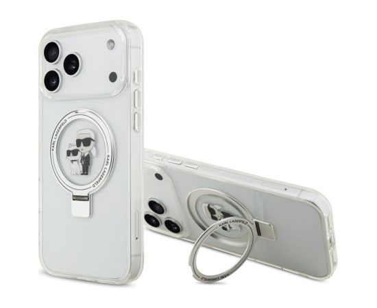 Karl Lagerfeld Apple  iPhone 17 Pro Max Ringstand Karl and Choupette MagSafe Case White