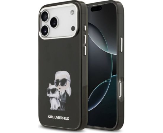 Karl Lagerfeld Apple  iPhone 17 Pro Max Silicone IML Aquarelle Karl and Choupette Case Black