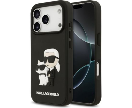 Karl Lagerfeld Apple  iPhone 17 Pro Silicone 3D Rubber Karl and Choupette Case Black