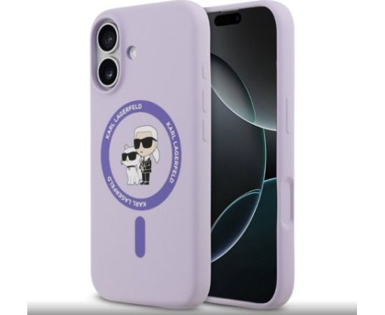 Karl Lagerfeld Apple  iPhone 17 Liquid Silicone Karl and Choupette MagSafe Cas Purple