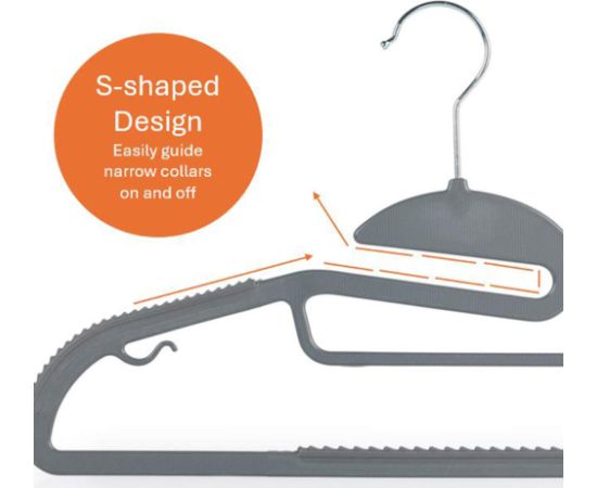 Beldray LA070598GRYFEU7 Grey Slimline Clothes Hangers - 8 Pack