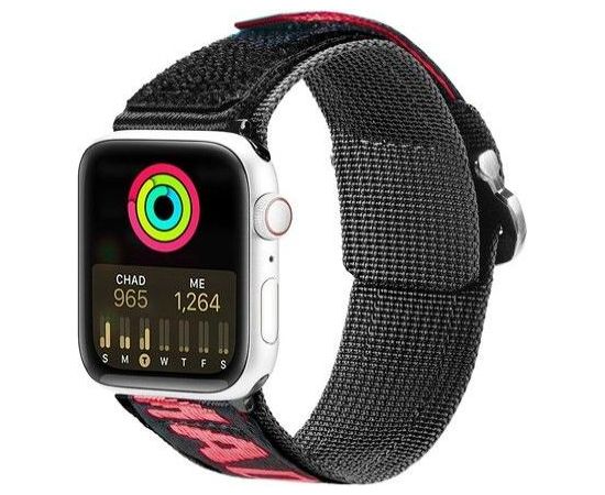 Dux Ducis   Strap (Outdoor Version) strap for Apple Watch Ultra, SE, 8, 7, 6, 5, 4, 3, 2, 1 (49, 45, 44, 42 mm) nylon band bracelet Black Red