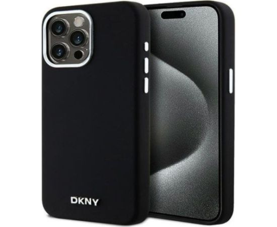 DKNY Apple  iPhone 15 Pro Max 6.7 hardcase Liquid Silicone Small Metal Logo MagSafe Black