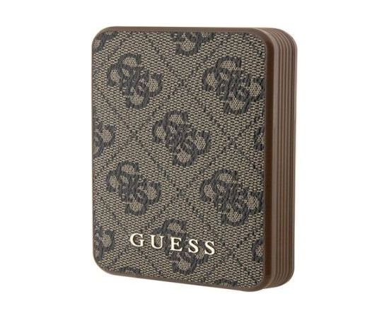 Guess   Powerbank 15W 5000mAh 4G Leather Metal Logo Magsafe Brown