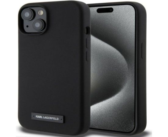 Karl Lagerfeld Apple  iPhone 15 Liquid Silicone Plaque MagSafe Case Black