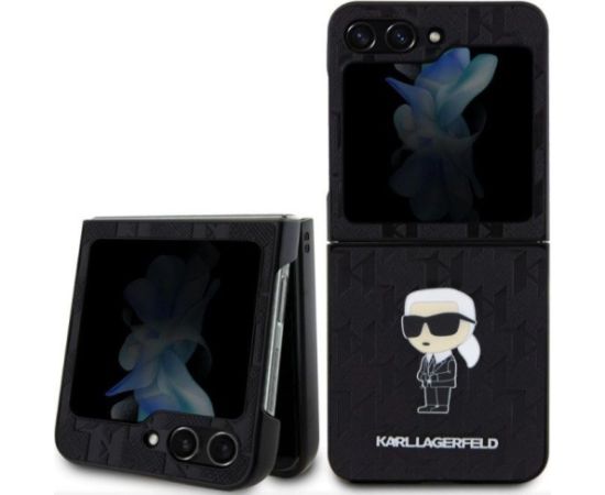 Karl Lagerfeld Samsung  Galaxy Z Flip 5 PU Saffiano Monogram Ikonik NFT Case Black