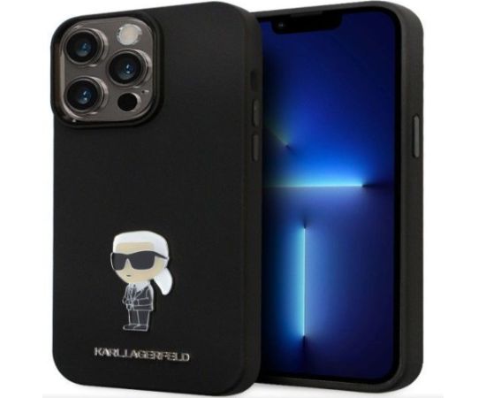 Karl Lagerfeld Apple  iPhone 15 Pro Max Liquid Silicone Metal Ikonik Case Black
