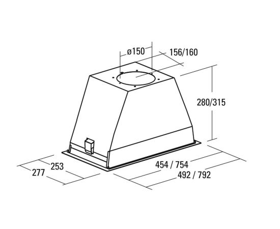 Cata GTPLUS 45 BK/M Canopy 60cm 645m³/h Tvaika nosūcējs, iebūvējams