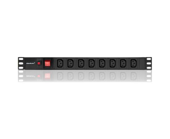 Qoltec 53998 Power strip for RACK 19" | 1U | 10A | PDU | 8xIEC C13 | 2m