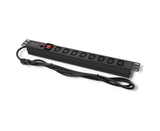 Qoltec 53998 Power strip for RACK 19" | 1U | 10A | PDU | 8xIEC C13 | 2m