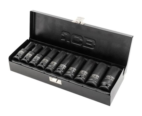 Uzgriežņu galviņu komplekts JCB 4107-5MPB; 1/2''; 10-24 mm; 10 gab.