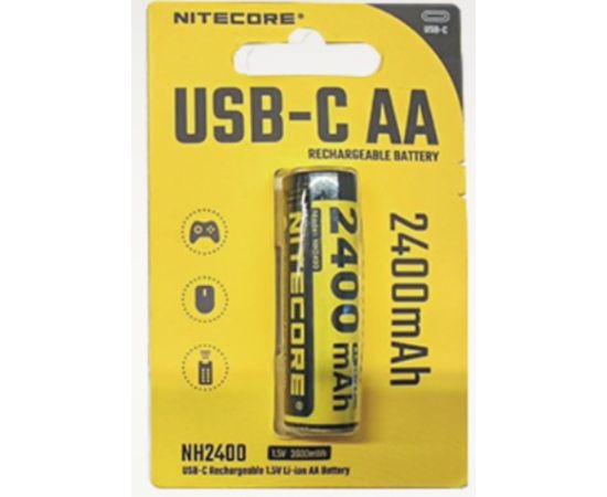 Nitecore NH2400 2400mAh USB-C Rechargeable AA Battery 1pcs