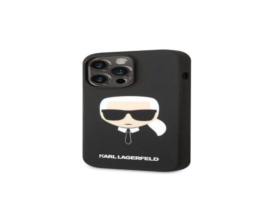 Karl Lagerfeld Apple  iPhone 14 Pro Max Liquid Silicone Karl Head Case Black