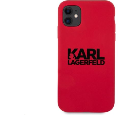 Karl Lagerfeld Apple  iPhone 11 Stack Black Logo Silicone Case Red
