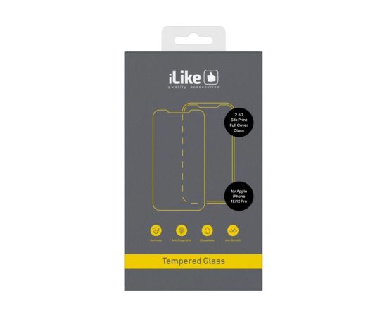 iLike Apple  iPhone 12/12 Pro 2.5D Silk Print Full Cover Glass