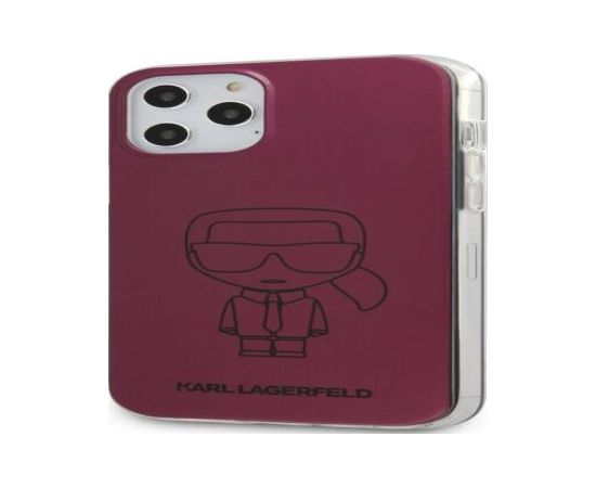 Karl Lagerfeld Apple  iPhone 12/12 Pro 6.1'' PC/TPU Metallic Iconic Outline Cover Dark Pink
