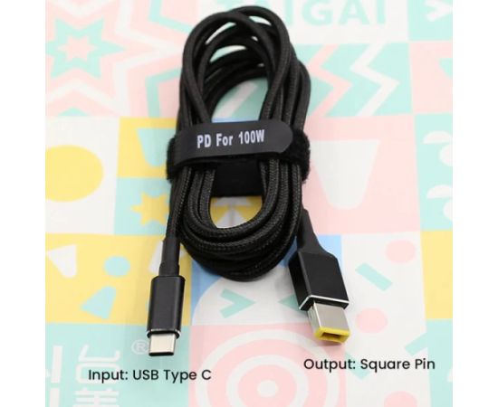 Fusion portatīvo datoru vads USB-C uz Lenovo SquarePin  | 18,5V-20V | 100W | 1,8m